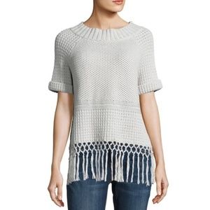 Current Elliott Light Grey Fringe Bottom Sweater
